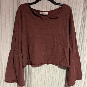 Elegant Bell Sleeve Blouse in Rich Brown